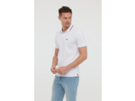 Polo en maille nid d’abeille, manches courtes, avec détails contrastés en bas de manches, col et broderie poitrine