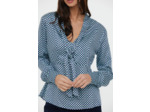 Blouse imprimé «70’s» en satin viscose avec col lavalière