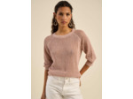 Pull léger à manches 3/4 et maille ajourée