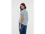 Chemise imprimée fleur, manches courtes en voile de coton