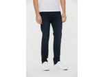 Denim semi enduit slim fit, taille haute, jambe ajustée