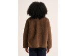 Veste courte en fausse fourrure et col matelassé