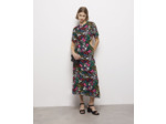Robe Longue A Manches Courtes Dos Nu multicolor