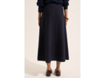 Jupe midi évasée en maille coton et laine