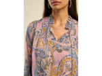 Blouse ample imprimée cachemire avec col tunisien