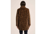 Manteau fausse fourrure léopard ajusté col droit