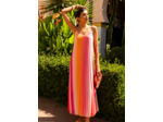Robe longue plissée à bretelles