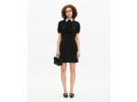 Robe à col brodé contrasté courte noire black