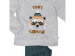 Pyjama garçon TOUT SCHUSS gris chiné/vert