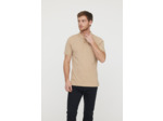 Polo basique manches courtes en coton piqué bio, détail col et print poitrine