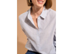 Chemise cintrée en coton à rayures ciel et fil lurex