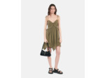 Robe Courte Kaki En Soie kaki