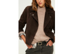 Veste biker en cuir velours - BIBIANE