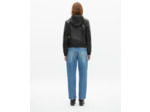 Blouson à capuche en cuir noir black