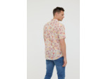 Chemise en voile de coton, manches courtes, imprimé fleurs,  poche poitrine et détails contrastés