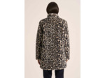 Manteau fausse fourrure léopard ajusté col droit