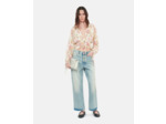 Top Imprimé En Soie Avec Volants beige / red