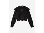 Top a manches longues col montant en dentelle black