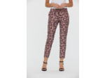 Chino en tissu imprimé allover fleur, slim cropped, coupe ajoustée