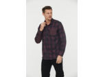 Chemise flanelle carreaux avec poche poitrine et détails contrastés
