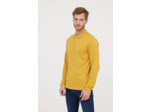 Polo basique manches longues en coton piqué bio, détail col et print poitrine
