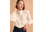 Chemise ample en broderie anglaise à col volanté