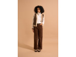 Pantalon large en velours de coton 700 raies taille haute