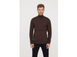 Pull basique col montant avec laine recyclée et print poitrine
