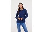 Pull basique col rond en coton bio et laine recyclée