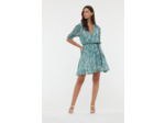 Robe manches courtes allover « Immitation Serpent »  en tissu poly chiffon recyclé
