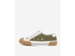 Sneakers Basses En Toile Avec Empiecements En Cuir