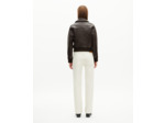 Blouson court en cuir marron brown