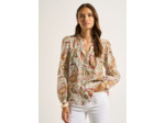 Blouse imprimée en coton et décoletté en V