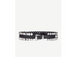 Ceinture Large En Cuir Noir Avec Rivets black