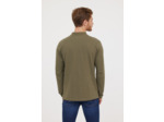 Polo basique manches longues en coton piqué bio, détail col et print poitrine