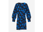 Robe portefeuille courte imprimée en soie black blue