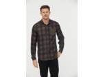 Chemise flanelle carreaux avec poche poitrine et détails contrastés