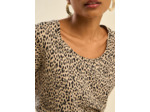 T-shirt à col danseuse imprimé léopard