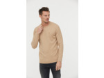 Pull basique col rond avec laine recyclée et print poitrine