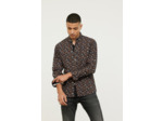 Chemise allover, détails contrastés et manches retroussables