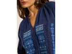 Chemisier en coton brodé et avec manches longues bouffantes