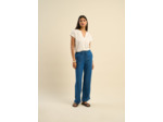 Pantalon fluide en lyocell et lin effet denim