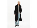 Manteau long en laine col sherpa noir black