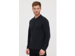 Polo basique manches longues en coton piqué bio, détail col et print poitrine