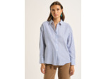 Chemise oversize avec rayures bleues en coton et fibre métallisée à manches longues