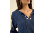 Blouse brodée ample en gaze de coton