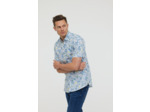 Chemise manches courtes, imprimé fleurs et broderie poitrine