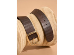 Ceinture en cuir texturé avec grande boucle dorée
