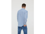 Chemise rayée en coton, manches longues, col boutonné, poche poitrine avec broderie