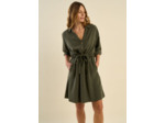 Robe courte ceinturée manches 3/4